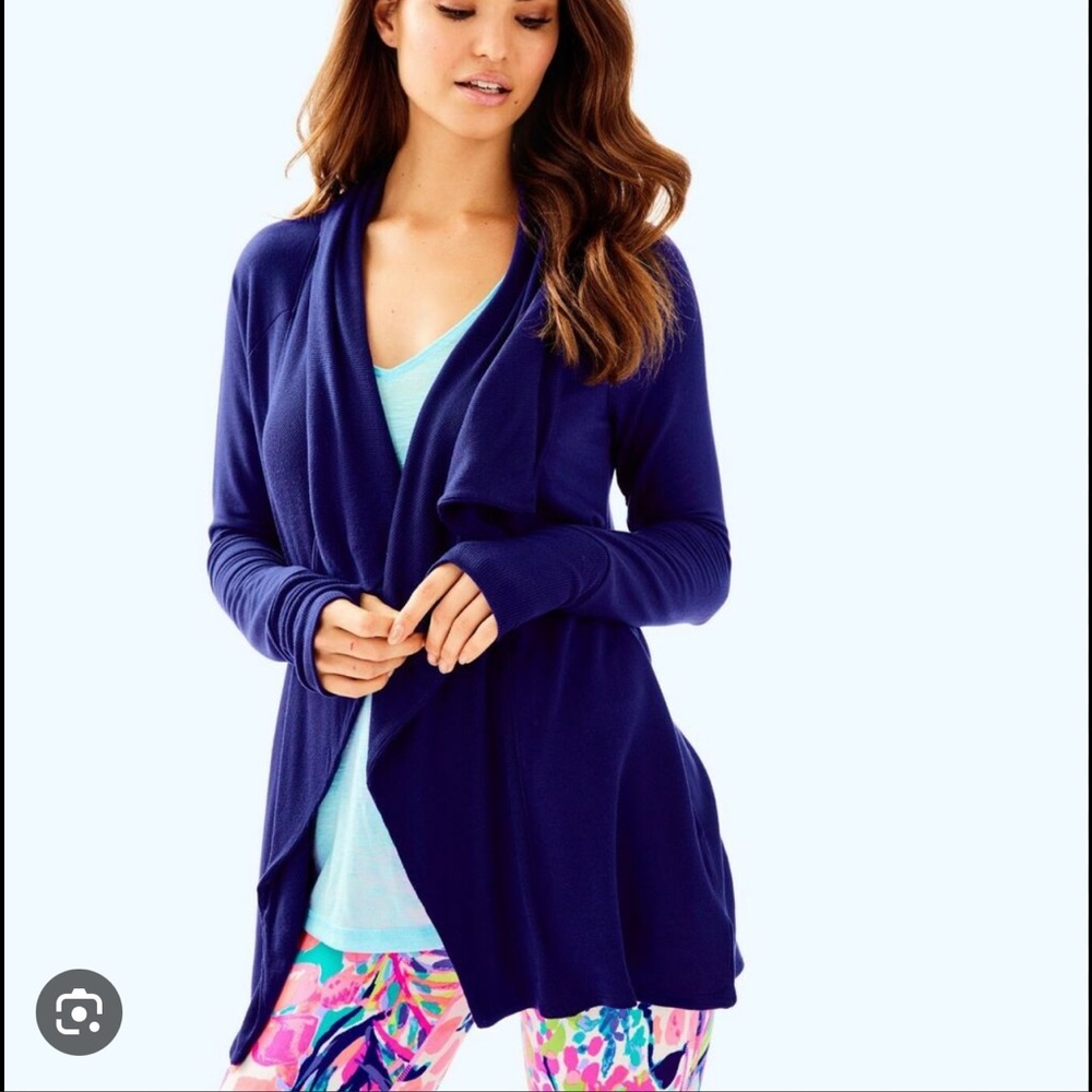 Lilly Pulitzer elyssa wrap cardigan size medium true navy
